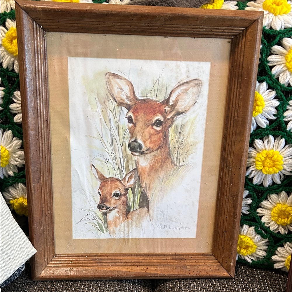 Framed Deer Art Print Home Interiors